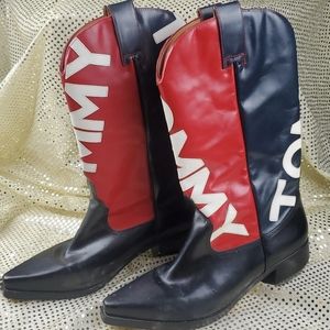 HPx2🎉Tommy Hilfiger logo womens leather boot